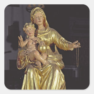 Madonna and Child, 17th century (gilded wood) Square Sticker