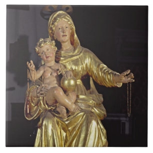 Madonna and Child, 17th century (gilded wood) Tile
