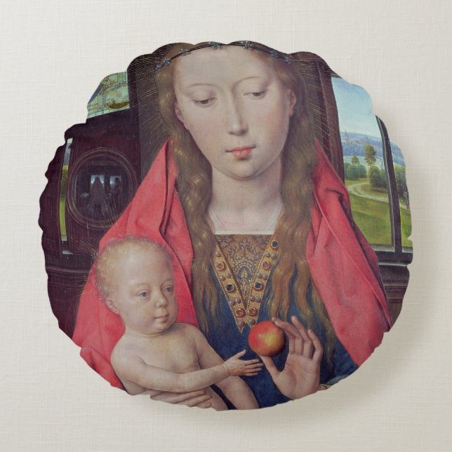 Madonna and Child 2 3 Round Cushion (Front)