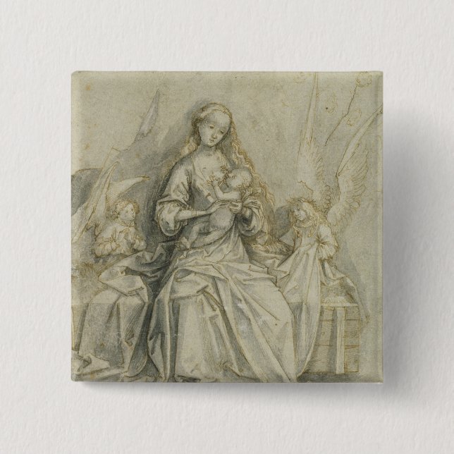 Madonna and Child 3 15 Cm Square Badge (Front)