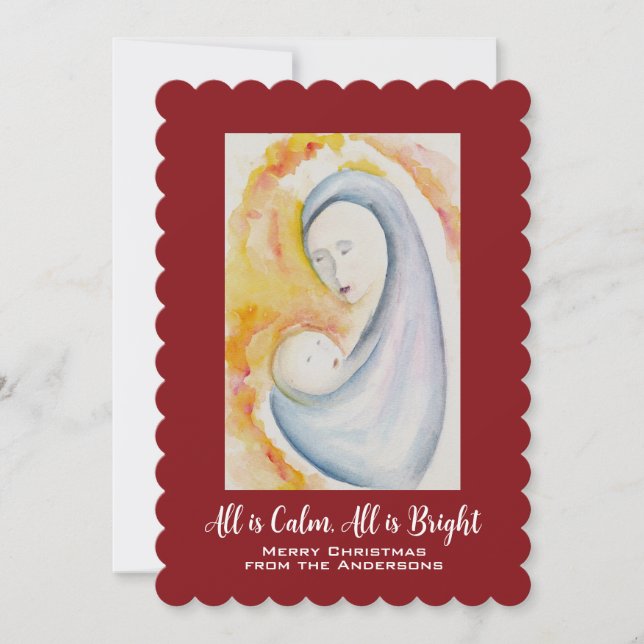 Madonna and Child Abstract Watercolor (Front)