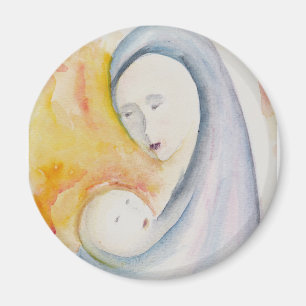 Madonna and Child Abstract Watercolor Magnet