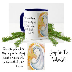 Madonna and Child Bible Verse Christmas Mug