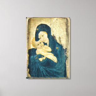 Madonna and Child, Bourgogne School (oil on panel) Canvas Print