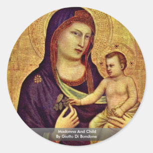 Madonna And Child By Giotto Di Bondone Classic Round Sticker