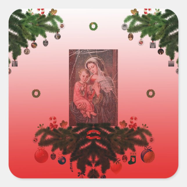 Madonna and Child [Christmas] Square Sticker (Front)