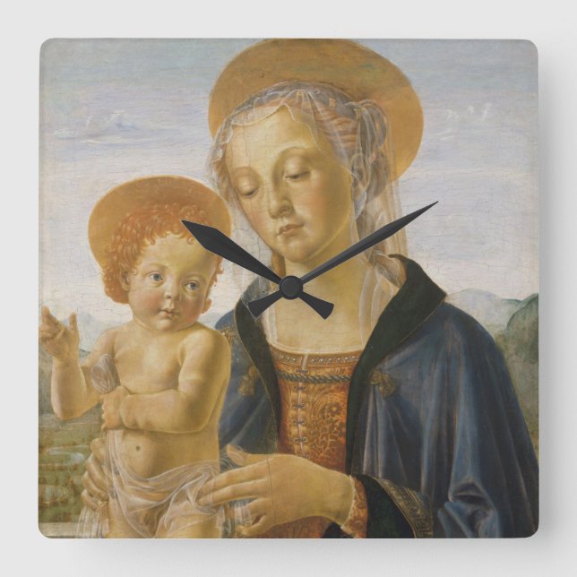 Madonna and Child, circa 1470 Square Wall Clock (Front)