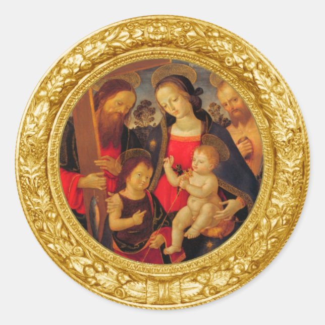 MADONNA AND CHILD CLASSIC ROUND STICKER (Front)