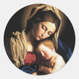 MADONNA AND CHILD CLASSIC ROUND STICKER