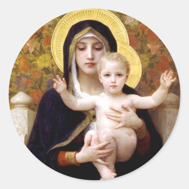 Madonna and Child Classic Round Sticker (Front)