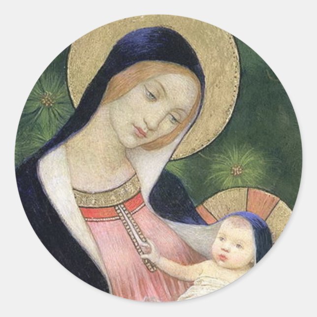 MADONNA AND CHILD CLASSIC ROUND STICKER (Front)