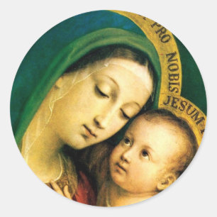 MADONNA AND CHILD CLASSIC ROUND STICKER