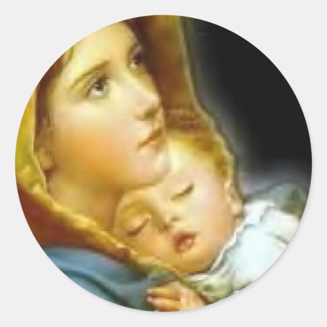 Madonna and child classic round sticker (Front)