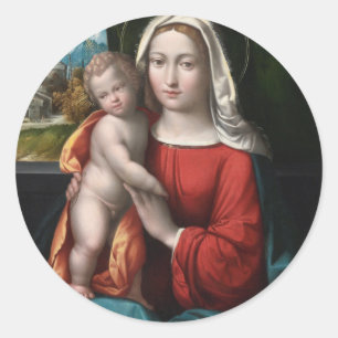 Madonna And Child Classic Round Sticker