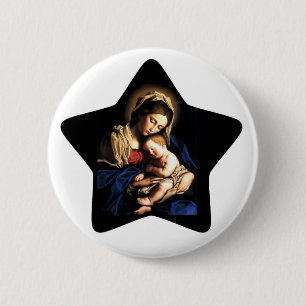 Madonna and Child Custom Button Star