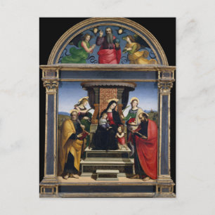 Madonna and Child Enthroned with Saints by Raphael Postcard