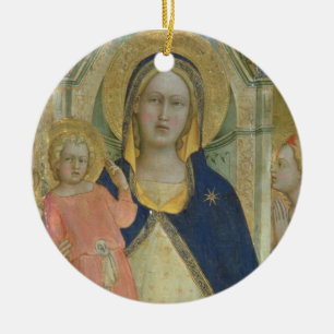 Madonna and Child enthroned with Saints, detail sh Ceramic Tree Decoration