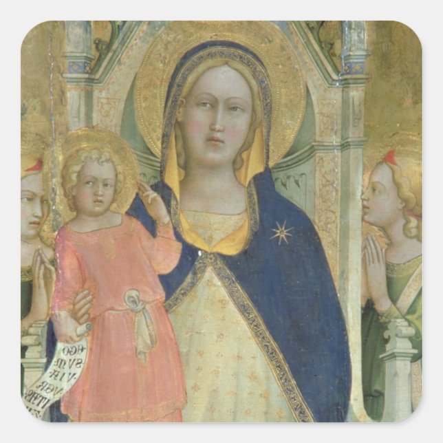 Madonna and Child enthroned with Saints, detail sh Square Sticker (Front)