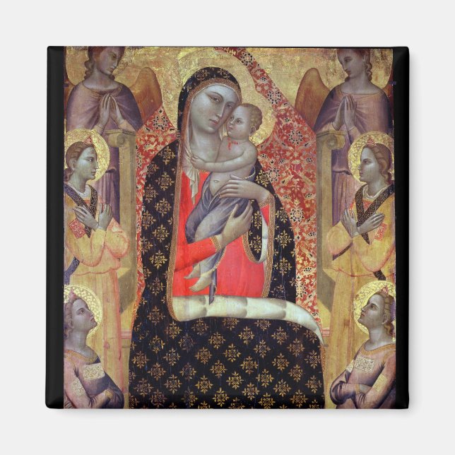 Madonna and child enthroned with six angels (panel magnet (Front)