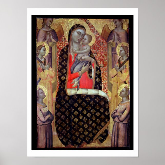 Madonna and child enthroned with six angels (panel poster (Front)