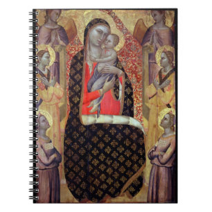Madonna and child enthroned with six angels (panel spiral notebook