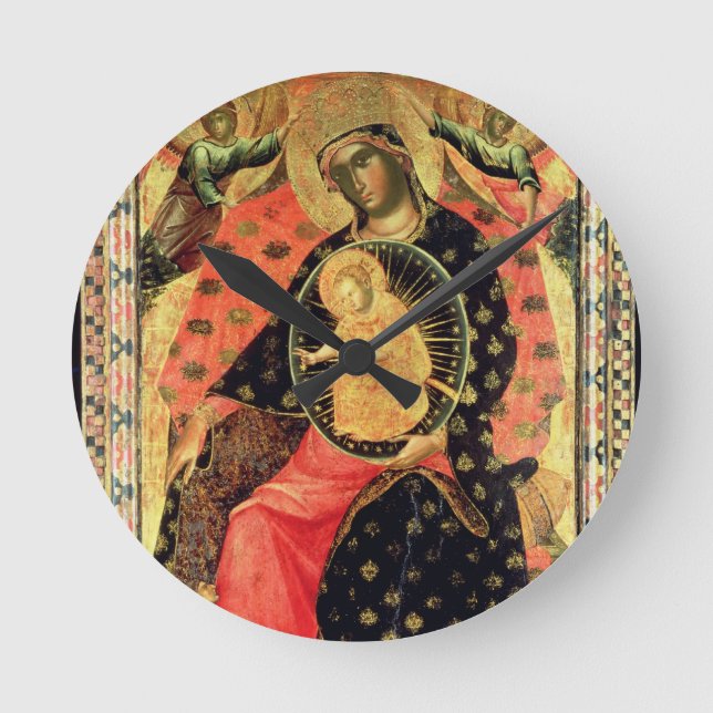 Madonna and Child Enthroned with Two Devout People Round Clock (Front)