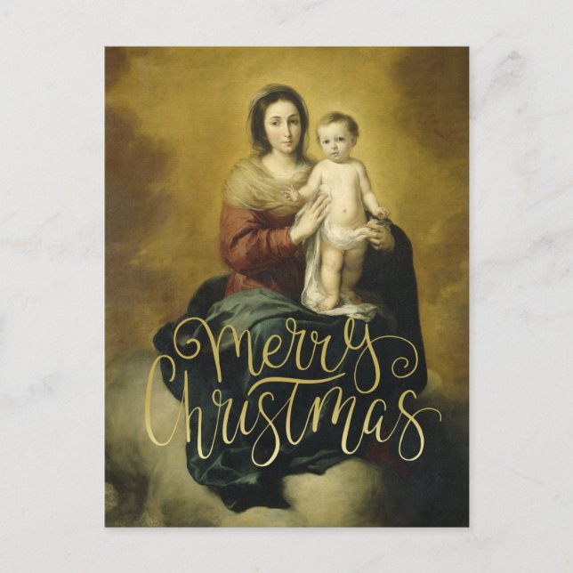 Madonna and Child, Fine Art Christmas Postcard (Front)