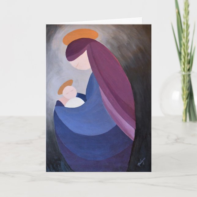 Madonna and Child Folded Christmas Card (Front)