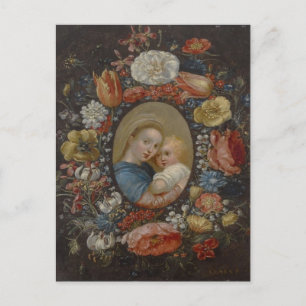 Madonna and Child in a Floral Frame, Clara Peeters Postcard