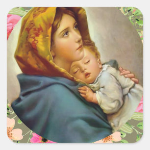 Madonna And Child Jesus Holy Mary Madonnina Square Sticker