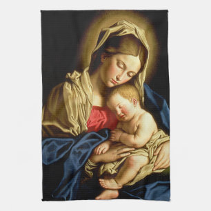 Madonna and Child Jesus - Sassoferrato Tea Towel