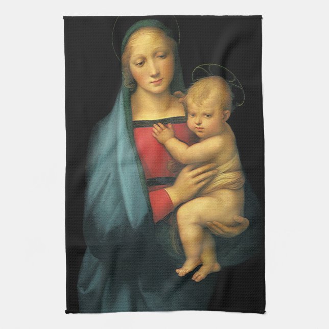 Madonna And Child, Madonna del Granduca by Raphael Tea Towel (Vertical)