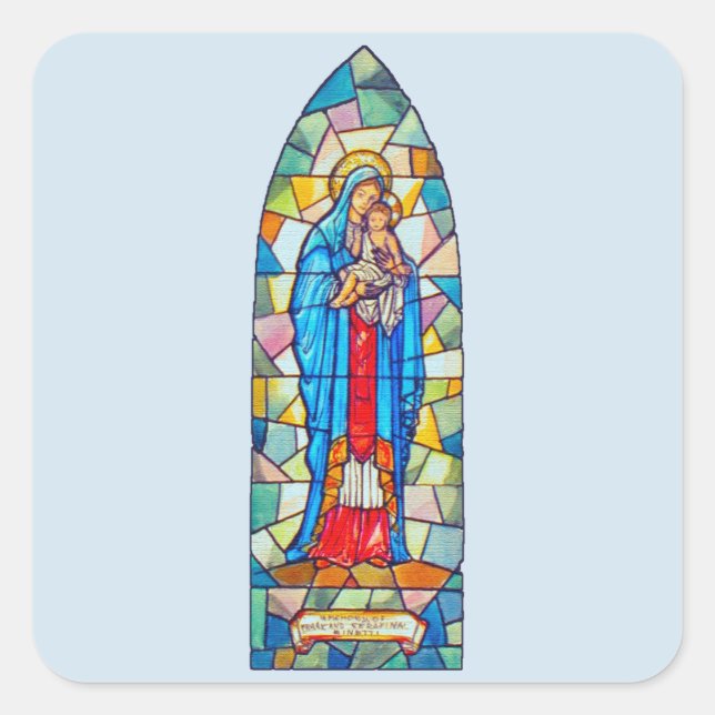 Madonna and Child Nativity Stained Glass Style Square Sticker (Front)