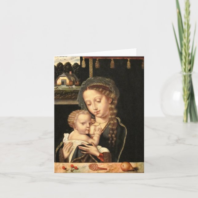 Madonna and Child Nursing Holiday Card (Front)