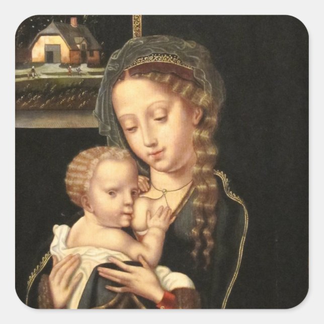 Madonna and Child Nursing Square Sticker (Front)