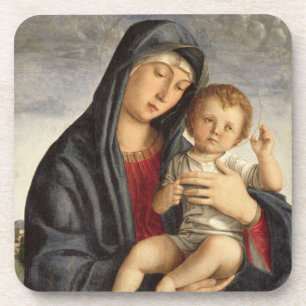Madonna and Child (oil on panel) 2 Coaster
