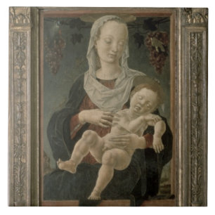 Madonna and Child (oil on panel) Tile