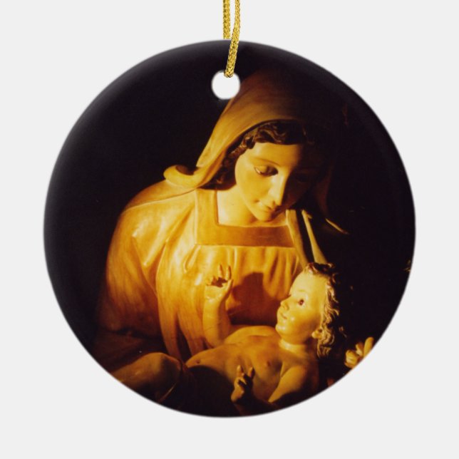Madonna and Child Ornament, Spain Ceramic Tree Decoration (Front)