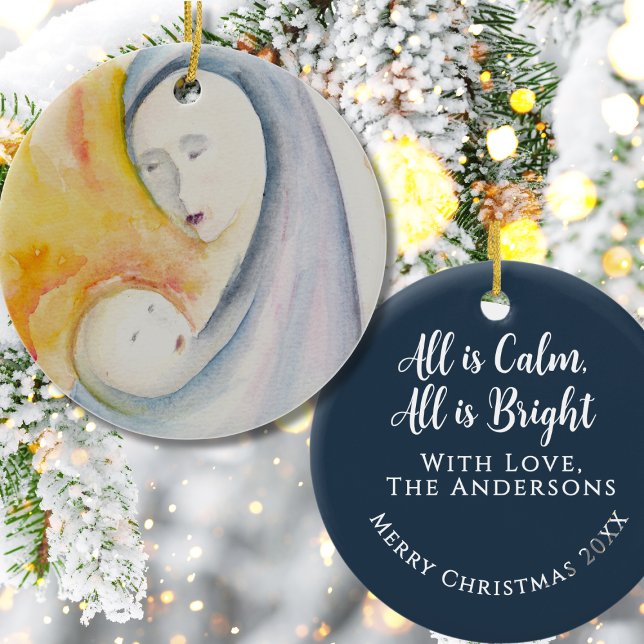 Madonna and Child Religious Keepsake Dark Blue Ceramic Tree Decoration (Creator Uploaded)