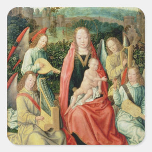 Madonna and Child surrounded by Angels Square Sticker