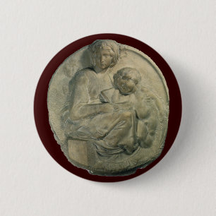 Madonna and Child, Tondo Pitti by Michelangelo 6 Cm Round Badge