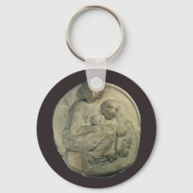 Madonna and Child, Tondo Pitti by Michelangelo Key Ring (Front)