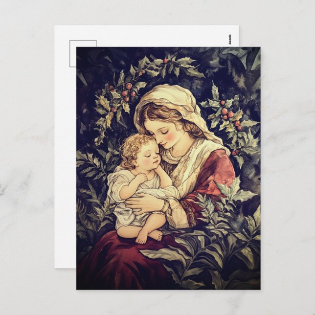 Madonna and Child Vintage Christmas Postcard (Front/Back)