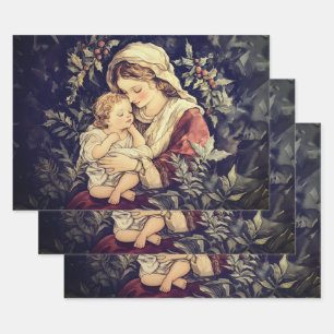 Madonna and Child Vintage Wrapping Paper Sheet