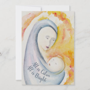 Madonna and Child Watercolor Bible Verse Holiday Card