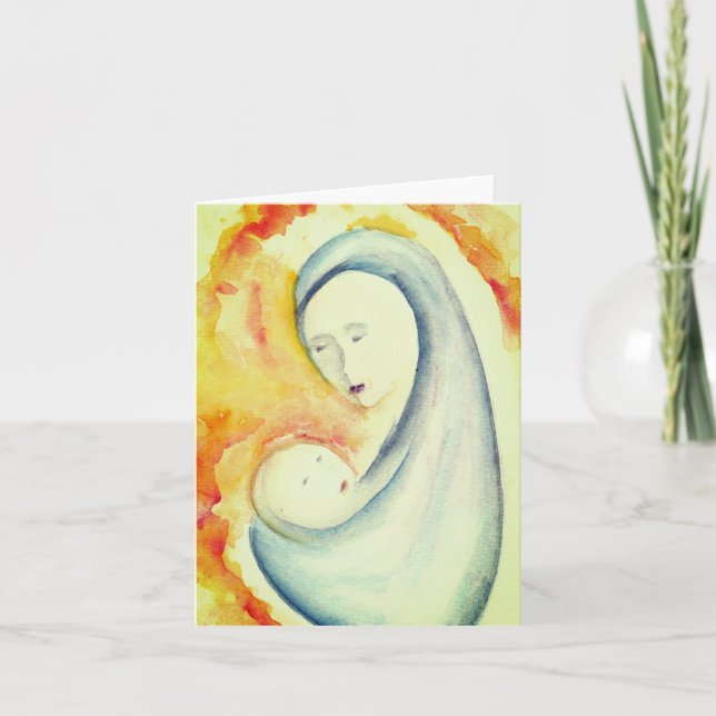 Madonna and Child Watercolor Blank Note Cards (Front)