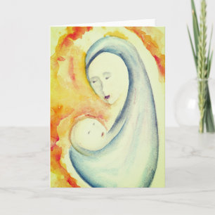 Madonna and Child Watercolor Blank Thank You Card