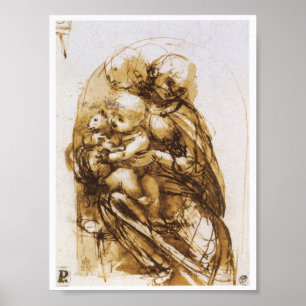 Madonna and Child with a Cat, Leonardo da Vinci Poster