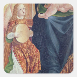 Madonna and Child with Angel Musicians Square Sticker