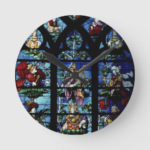 Madonna and Child with angels and portraits reflec Round Clock